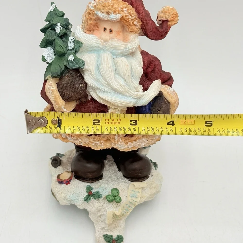 Vintage Santa Claus Stocking Holder Resin Mantel Hook Christmas Decor 8